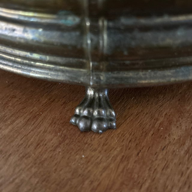 Mid 20th Century Vintage Claw Footed Embossed Aged Brass Planter/Jardiniere With Grape and Vine Clusters For Sale - Image 5 of 12