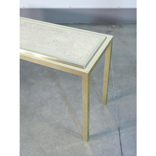 Console Table in Chromed Metal and Travertine Top For Sale - Image 18 of 18