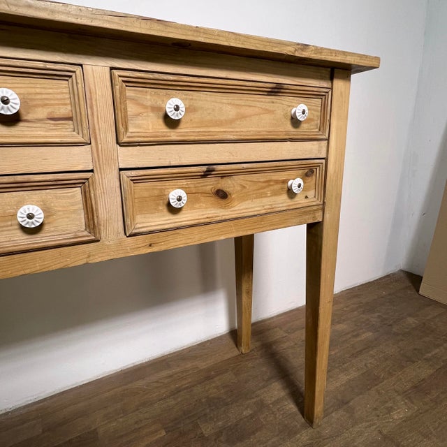 Wood Rustic French Country Buffet Table in Stripped Pine For Sale - Image 7 of 10
