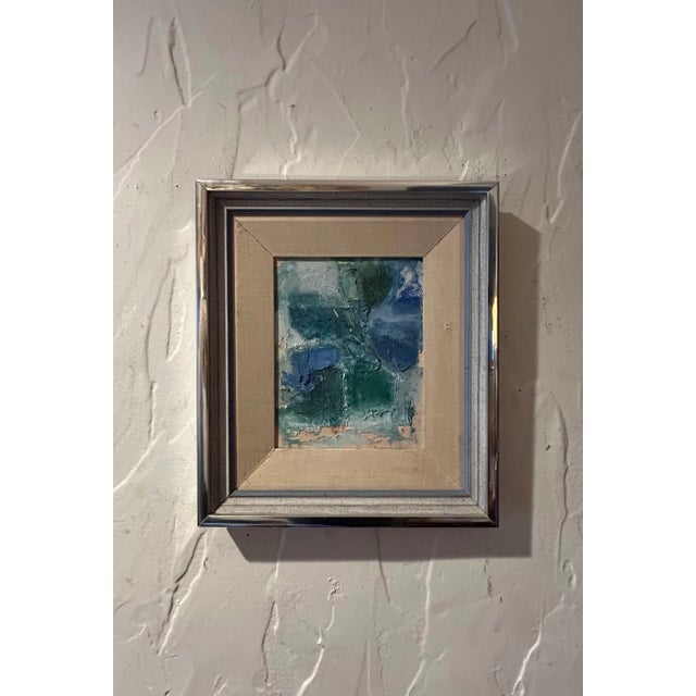 That’s why they call it The Blues (and greens)! Textured original abstract oil on canvas depicts a flower in soft shades...
