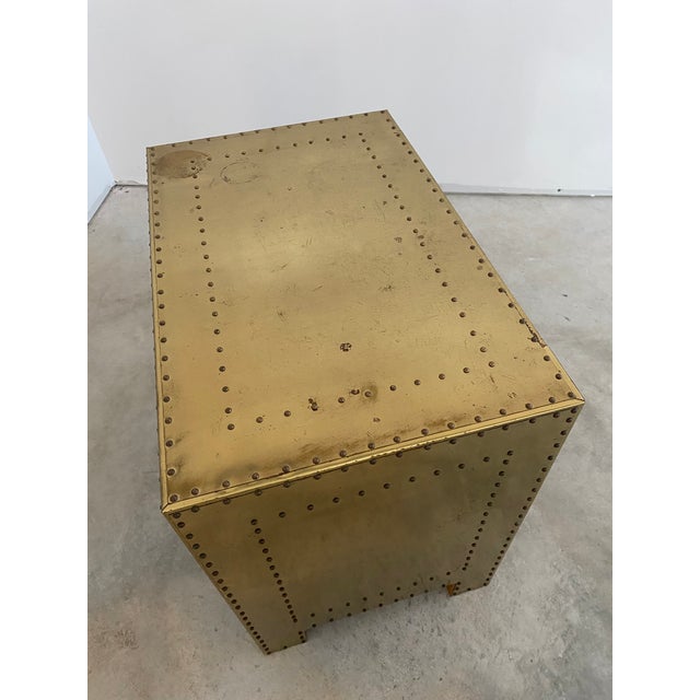 1980s Sarreid Style Brass Clad 3 Drawer Chest For Sale - Image 13 of 16
