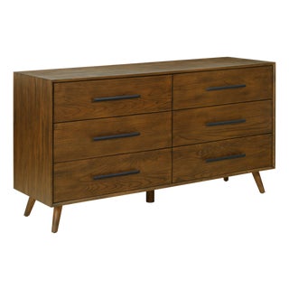 Emery Walnut 6 Drawer Dresser For Sale
