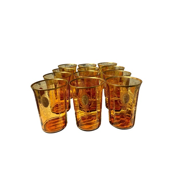 Boho Chic Antique Tiffin-Franciscan Stemware “Charmain Amber” Wine Glasses - Set of 12 For Sale - Image 3 of 3