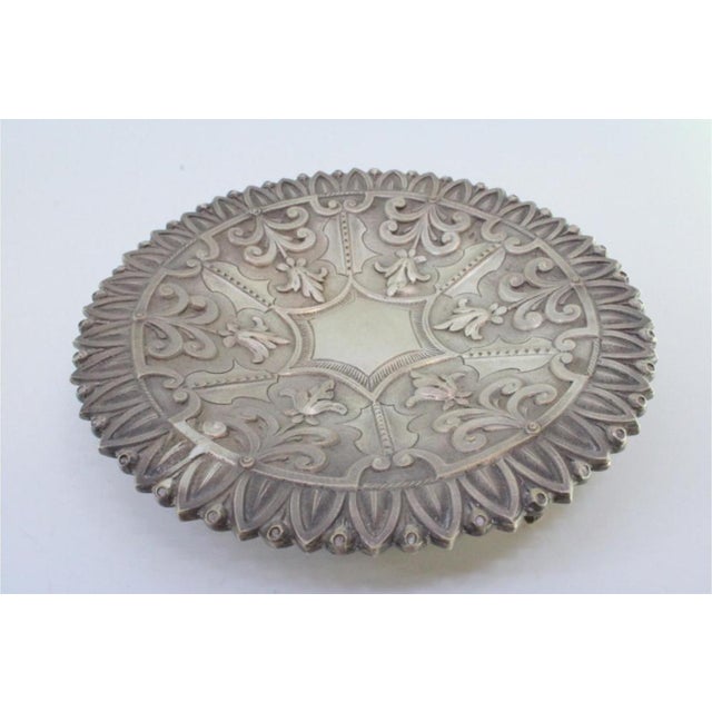 Tray Stand in Embossed Silver with Geometric Motifs and Fleur-de-Lis For Sale - Image 4 of 8