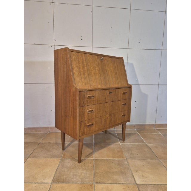 Mid-Century Modern Vintage Norwegian Secretaire in Teak, 1960s For Sale - Image 3 of 13