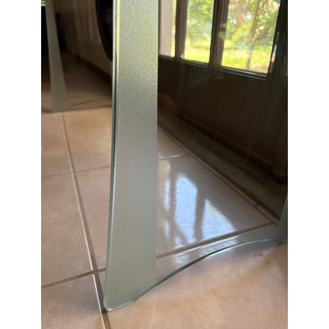 Glass With Floating Wood Centre Hallway/ Entry Table For Sale In Orlando - Image 6 of 7