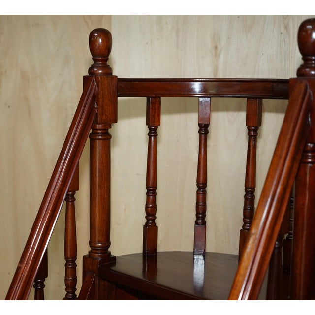 Tall Antique Georgian Style Mahogany Library Steps With Gallery Rail - 5'7" For Sale - Image 15 of 18