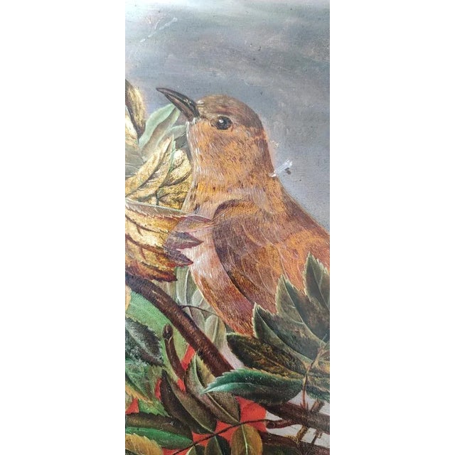 C.B. Hjortdal, Couple d'Oiseaux sur une Branche Fruitée, Oil on Wood, Framed For Sale - Image 6 of 11