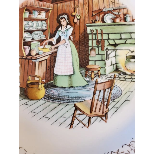 1940s Primitive Depiction of Early American Life Plate, Taylor Smith and Taylor For Sale - Image 5 of 6