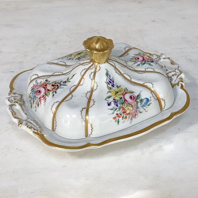 19th Century French Limoges Hand-Painted Covered Serving Dish For Sale - Image 13 of 13