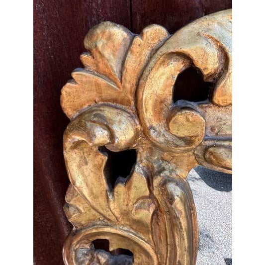 Rococo Spanish Rococo Revival Gilt and Gesso Wall Mirror, Wood Frame, 1940s For Sale - Image 3 of 9