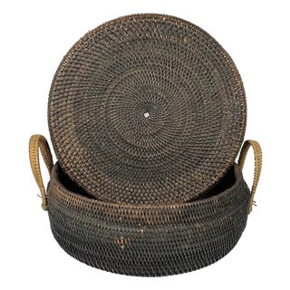 Native American Style Hand-Woven Lidded Basket, Early 20th Century For Sale