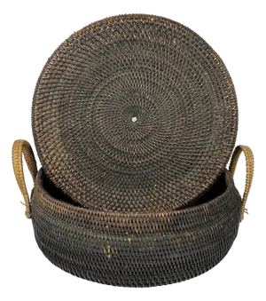 Native American Style Hand-Woven Lidded Basket, Early 20th Century