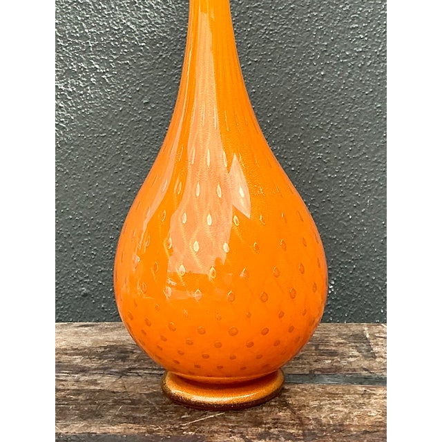Mid-Century Modern Vintage Murano Tall Orange Glass Decanter For Sale - Image 3 of 12