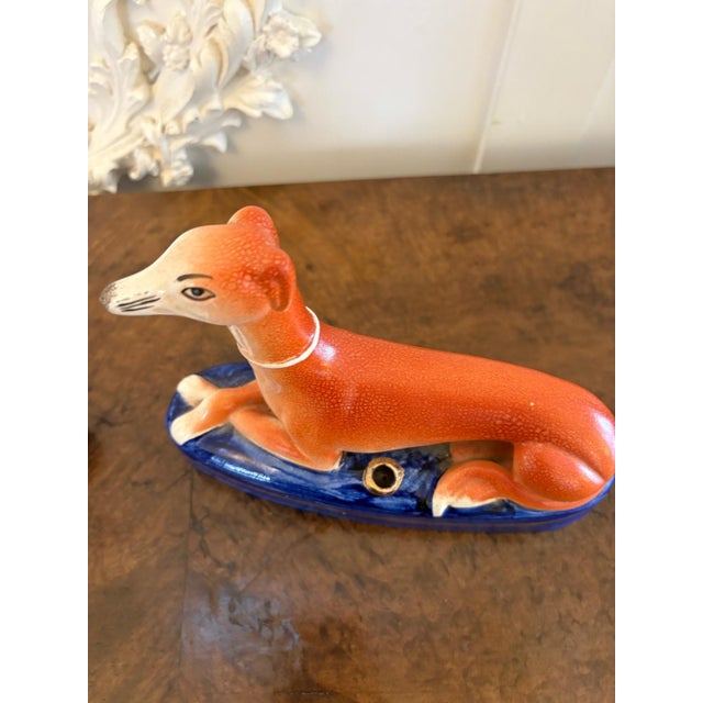 Ceramic Antique Staffordshire Greyhound Inkwells, 1880s, Set of 2 For Sale - Image 7 of 10