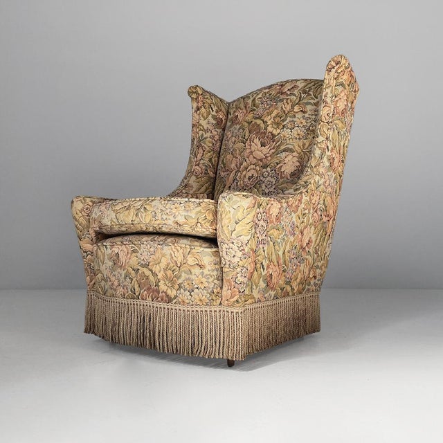Mid-Century Modern Italian Armchairs in Wood and Fabric, 1950s, Set of 2 For Sale - Image 8 of 11