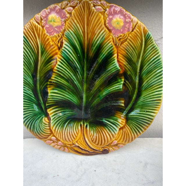 Art Nouveau Majolica Palm Leaf Plate Villeroy & Boch, Circa 1890 For Sale - Image 3 of 5