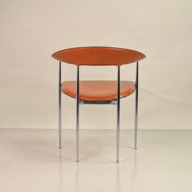 Pair of Vintage Cognac Leather P40 Chairs by Vegni & Gualtierotti for Fasem For Sale In Los Angeles - Image 6 of 12