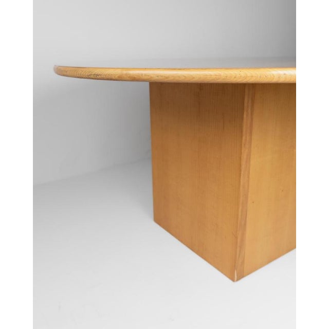 Large Vintage Italian Round Wooden Table, 1980s For Sale - Image 11 of 18