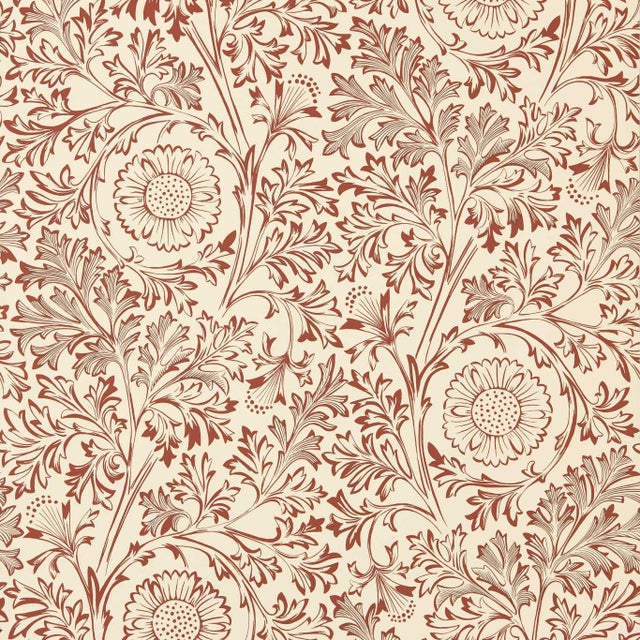 Morris & Co. Chamomile Wallpaper in Flax/Madder For Sale