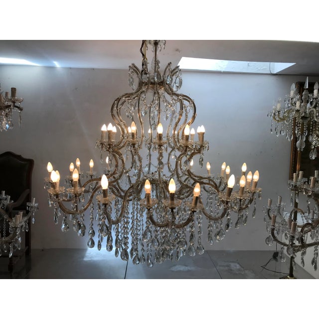 Mid-Century Italian Lead Crystal Chandelier, 1950s For Sale - Image 4 of 10