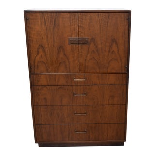Mid Century Modern Jack Cartwright for Founders Furniture Walnut 4 Drawer Armoire For Sale