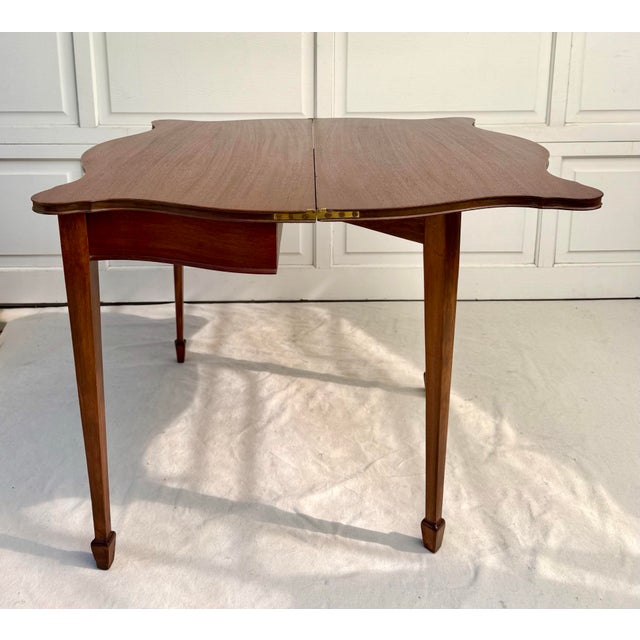 Vintage George III Style Mahogany Serpentine Fold-Over Console Game Table For Sale - Image 11 of 17