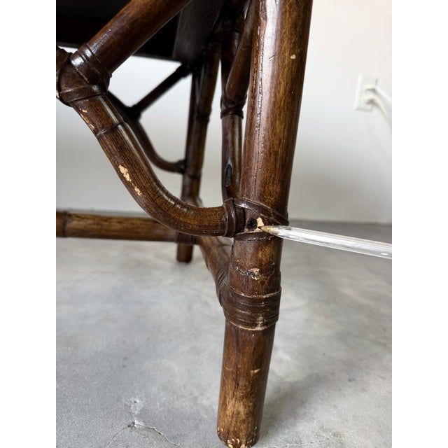 Vintage McGuire Style Bamboo & Leather Binding Upholstered Bench For Sale - Image 18 of 18