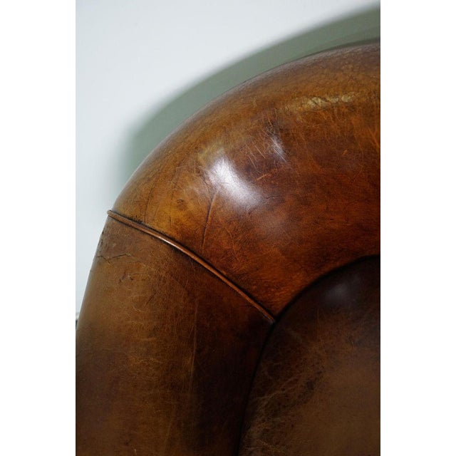Vintage Dutch Cognac Leather Club Chair For Sale - Image 14 of 18