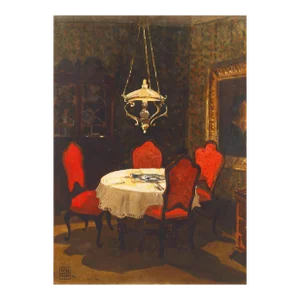 'Dining by Oil Lamp' by Aldo Riso, Paris, Rome, New York, Buenos Aires, Santa Maria Di Leuca