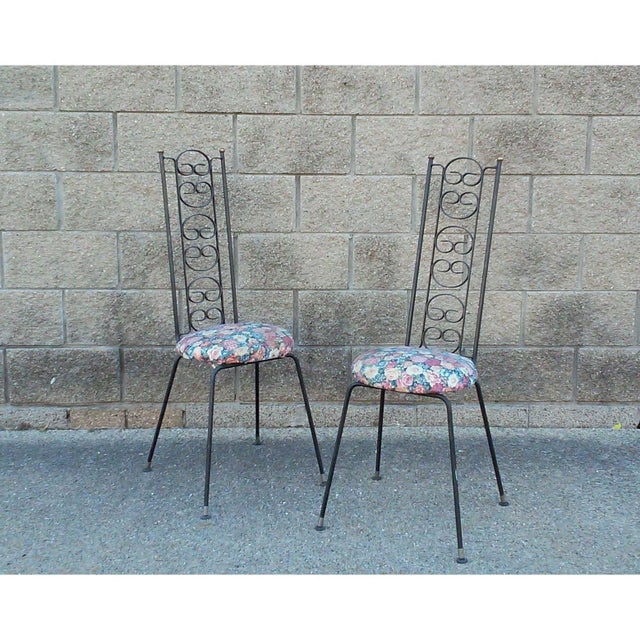 Metal Mid-Century Spanish Revival Iron High Back Chairs Attributed to Arthur Umanoff For Sale - Image 7 of 7