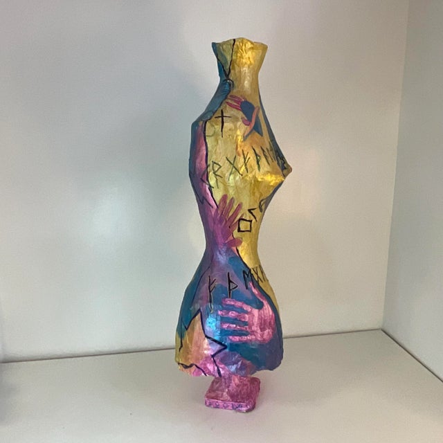 Paper 1980s Abstract Post Modern Female Torso Sculptural Painting After Peter Keil For Sale - Image 7 of 11