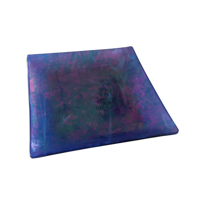 Vintage Iridescent Fused Art Glass Trinket Dish For Sale In Charlotte - Image 6 of 16