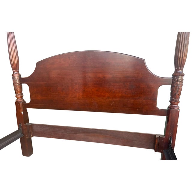English Queen Size Cherry Wood Rice Bed - Vintage Late 20th Century - Made in the United States - 65" X 88" X 84" For Sale - Image 3 of 7