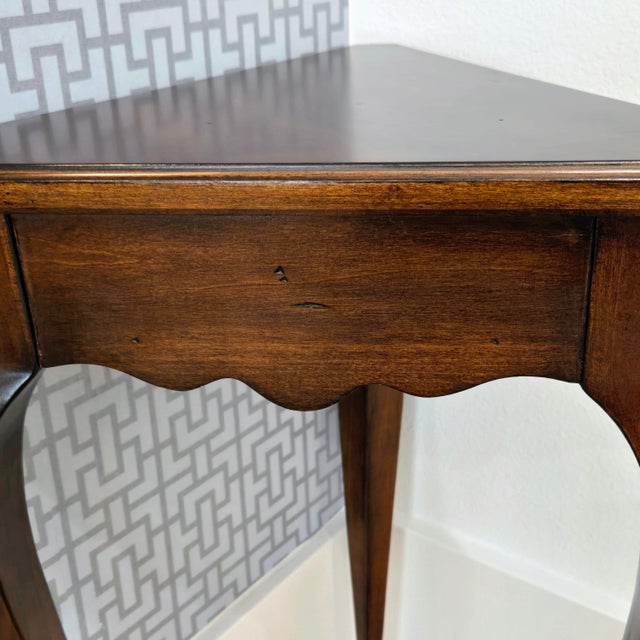 Ethan Allen Country French Walnut Triangle Corner Accent Table For Sale In Dallas - Image 6 of 10