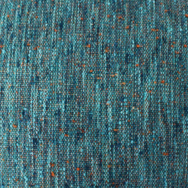 Mid-Century Modern Blue Fabric and Metal Legs Footstool, Italy, 1950 For Sale - Image 4 of 9
