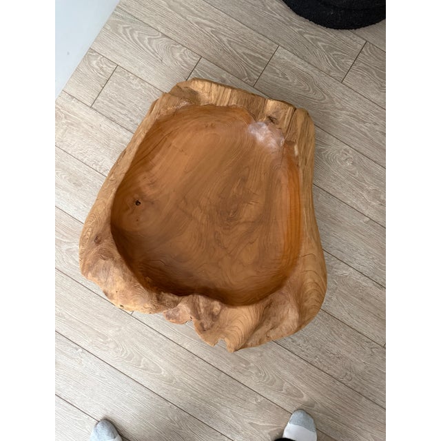 2020s Organic Sculptural Teak Vessel Bowl For Sale - Image 5 of 5