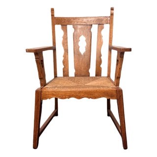 Arts and Crafts Oak Lounge Chair, 1890s For Sale