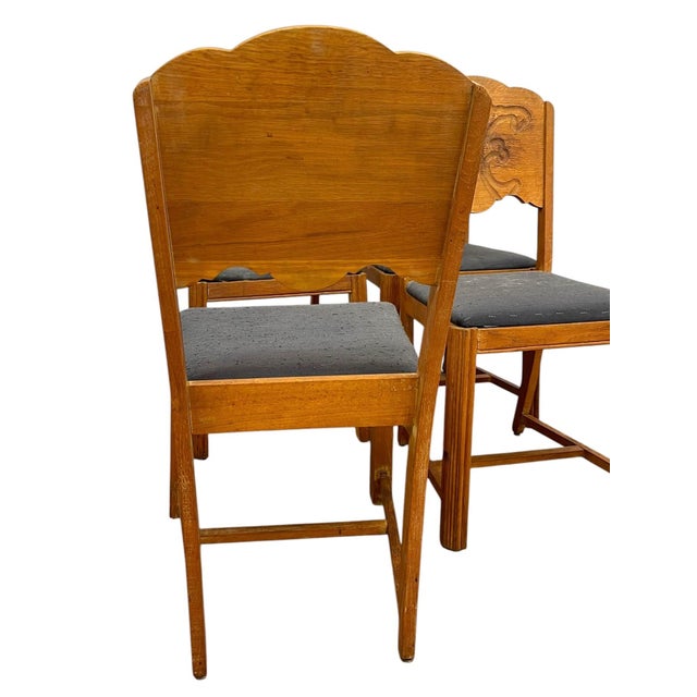 Vintage Set of 4 Carved Dining Chairs With Upholstered Seats For Sale - Image 10 of 11