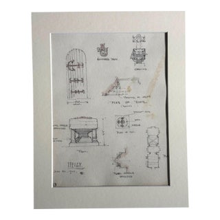 Antique 1920s Walter Church Drawing in 11x14 Mat - Iffley, Oxfordshire For Sale