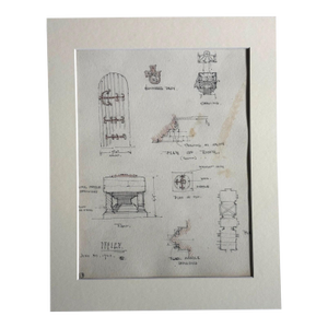 Antique 1920s Walter Church Drawing in 11x14 Mat - Iffley, Oxfordshire