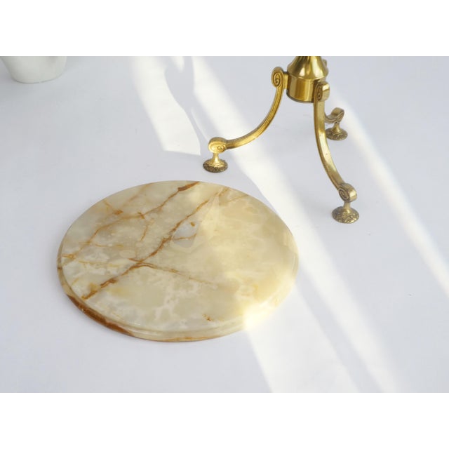 Vintage Marble Tripod Table with Brass Legs, 1960s For Sale - Image 6 of 8