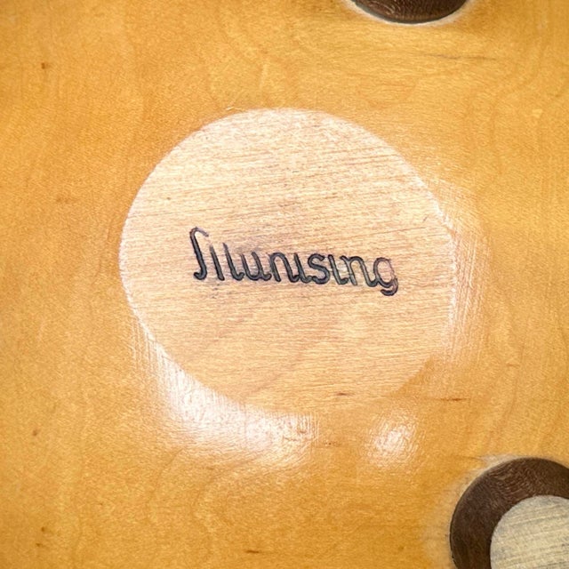 Tan Vintage Munising Wood Products 3 Footed Display Serving Bowl With Hand Painted White Florals on Vines C. 1911-1955 For Sale - Image 8 of 8