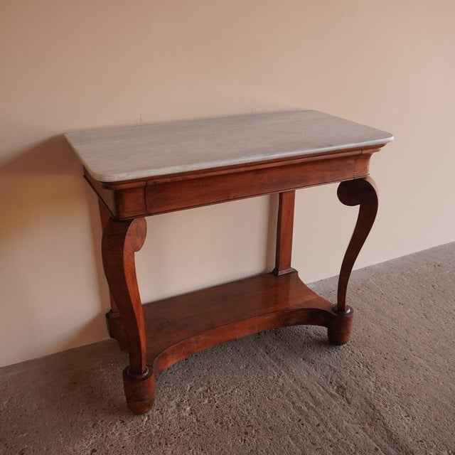 Marble and Walnut Console Table For Sale - Image 3 of 18
