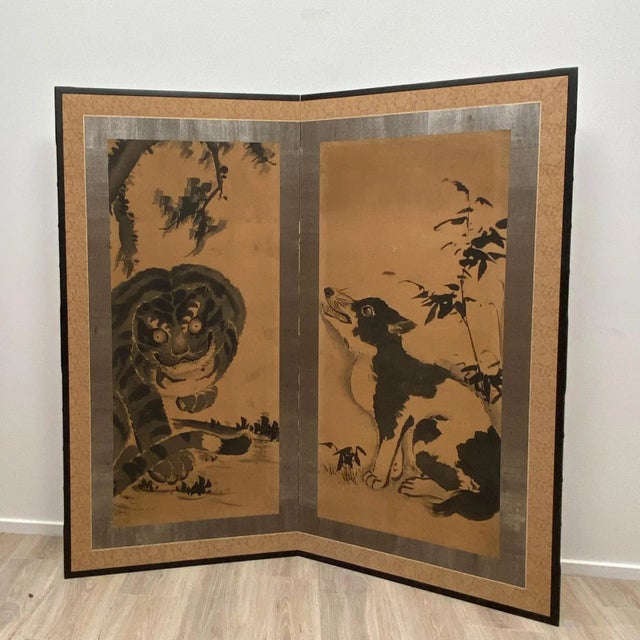 Late 20th Century Late 20th Century - 2 Panel Screen, Japan Meiji Period For Sale - Image 5 of 5