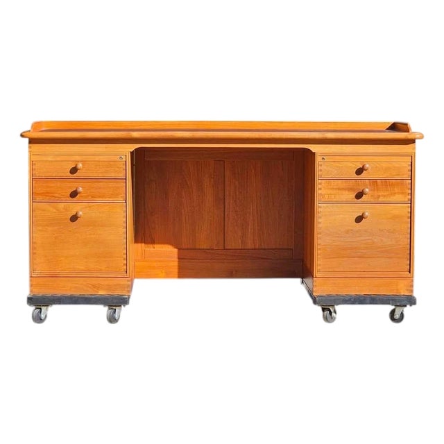 6-Ft, Finn N. Hansen, Danish Modern Teak Executive Desk (C. 1985), Mid-Century Modern For Sale