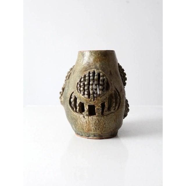 Ceramic Vintage Free Form Studio Pottery Vase For Sale - Image 7 of 13
