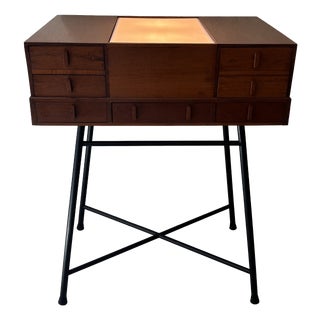 Vintage Teak Cabinet with Slide Reader For Sale
