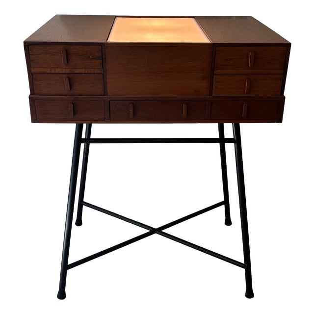 Vintage Teak Cabinet with Slide Reader For Sale