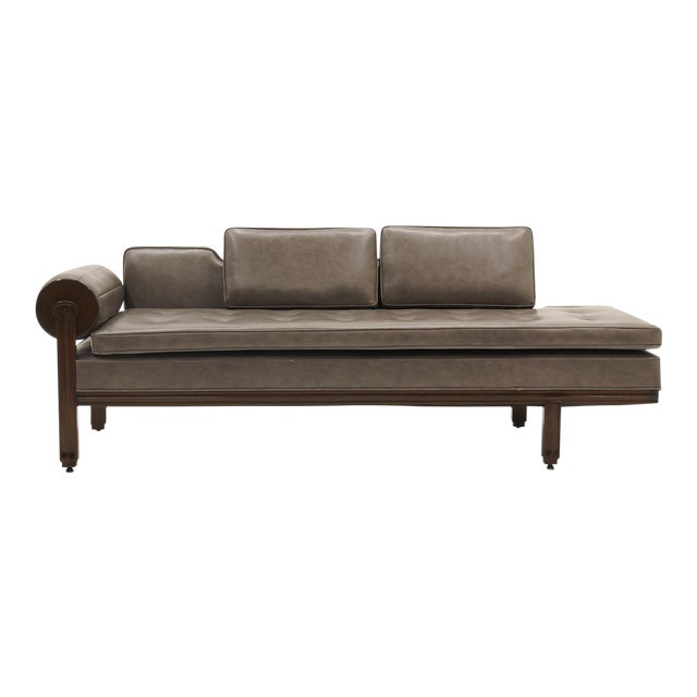 Dunbar Gray Leather Sofa Chaise, Expertly Reupholstered Chairish